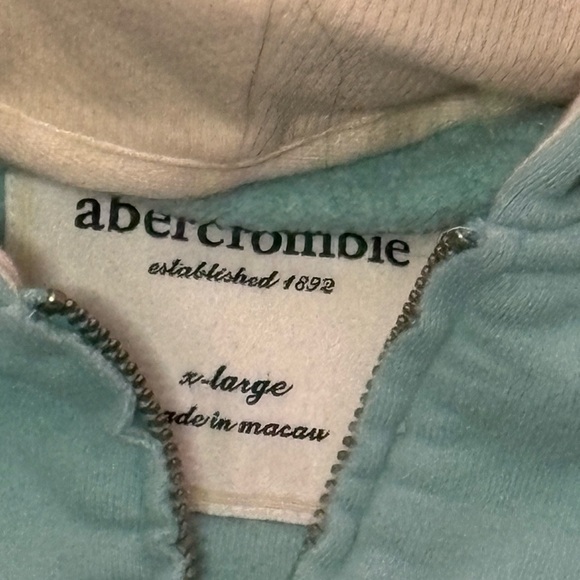 2000’s Abercrombie & Fitch Women’s Teal Zip-Up Hoodie - Picture 2 of 2